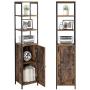 Homfa 65.8 Inches Tall Cabinet, Bathroom Linen Tower with 3 Open Shelves and Cupboard with Door Freestanding Storage Cabinet Multipurpose Space Saving Organizer Metal Frame, Wooden, Vintage