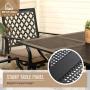 MFSTUDIO 5 Piece Black Metal Outdoor Patio Dining Bistro Set with 4 Swivel Chairs and Steel Frame Slat Larger Square Table, 37'' Table and 4 Backyard Garden Chairs Outdoor Furniture Set, Black