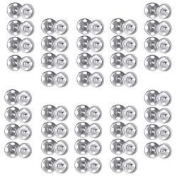 Sew-on Press Studs100 Sets Metal Copper Snap Fastener Buttons Press Button for Sewing Clothing, Silvery, (0.47IN)