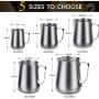 Milk Frothing Pitcher 350ml 600ml 900ml 1500ml 2000m(12oz 20oz 32oz 50oz 66oz)Steaming Pitchers Stainless Steel Milk Coffee Cappuccino Latte Art Barista Steam Pitchers Milk Jug Cup with Decorating Pen