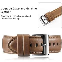 BRG Leather Bands Compatible with Apple Watch Band 44mm 42mm 40mm 38mm, Men Women Replacement Genuine Leather Strap for iWatch SE Series 6 5 4 3 2 1, Brown Band/Silver Adapter, 40mm 38mm