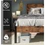 LIKIMIO Queen Bed Frame with Headboard, Strong Steel Slat Support, Tool-Free Assembly, Underbed Storage Space, No Box Spring Needed