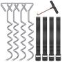 ANXEN Trampoline Stakes Heavy Duty with Spring Pull Tool, Trampoline Parts Corkscrew Shape Steel Stakes Wind Anchor Kit for Trampolines