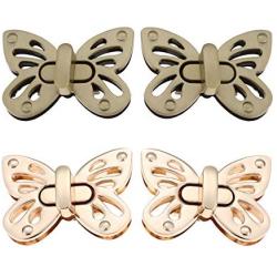 RMISODO 4 Pieces Butterfly Shaped Clasp Turn Lock Metal Purse Twist Lock for DIY Handbag Purse