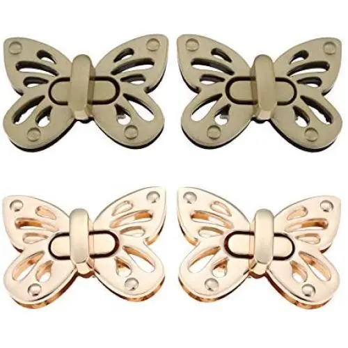 RMISODO 4 Pieces Butterfly Shaped Clasp Turn Lock Metal Purse Twist Lock for DIY Handbag Purse RMISODO 4 Pieces Butterfly Shaped Clasp Turn Lock Metal Purse Twist Lock for DIY Handbag Purse