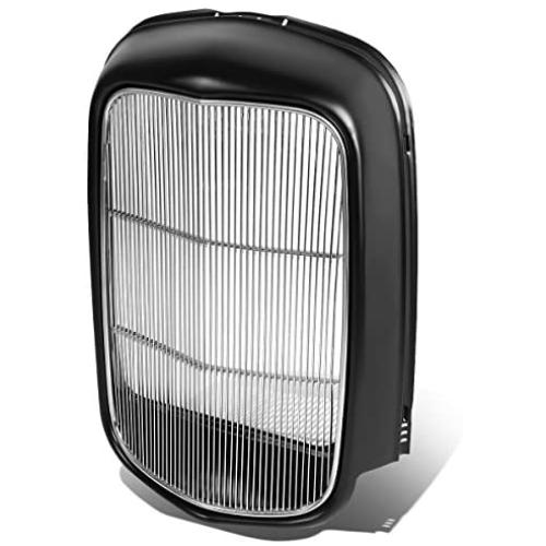 Replacement for Ford Model B/BB / 18 Polished Stainless Steel Front Grille Shell + Insert (Black/Metallic)