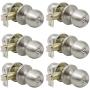 Probrico Privacy Interior Door Knobs Bed and Bath Handle Levers Keyless Brushed Nickel Lockset 6 Pack