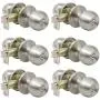 Probrico Privacy Interior Door Knobs Bed and Bath Handle Levers Keyless Brushed Nickel Lockset 6 Pack
