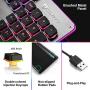 LANGTU Membrane Gaming Keyboard, Colorful LED Backlit Quiet Keyboard for Study, All-Metal Panel USB Wired 25 Keys Anti-ghosting Computer Keyboard 104 Keys - L1 Black/Silver