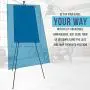 U.S. Art Supply 63'' High Steel Easy Folding Display Easel - Quick Set-Up, Instantly Collapses, Adjustable Height Display Holders - Portable Tripod Stand, Presentations, Signs, Posters, Holds 5 lbs