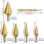 6 pcs Titanium Step Drill Bits Set and Automatic Center Punch - High-Speed Metal Steel Drill Double Side, Hss Cobalt Multiple Hole 50 Sizes with Aluminum Case 6 pcs Titanium Step Drill Bits Set and Automatic Center Punch - High-Speed Metal Steel Drill Double Side, Hss Cobalt Multiple Hole 50 Sizes with Aluminum Case