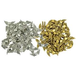 Prettyia 100 Pieces Angel Wing Spacer Metal Beads DIY for Bracelets Necklace Silver,Gold