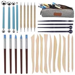 Augernis Polymer Clay Tools,28pcs Modeling Clay Sculpting Tools Set for Pottery Sculpture,Dotting Tools Ball Styluses for Rock Painting Cake Fondant Decoration