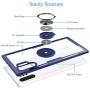 Galaxy Note 10+ Plus/Pro/5G Case,WATACHE Crystal Clear Carbon Fiber Design Armor Protective Case with 360 Degree Rotation Finger Ring Grip Holder Kickstand for Galaxy Note 10+/Plus,Blue