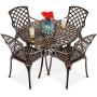 Best Choice Products 5-Piece All-Weather Outdoor Cast Aluminum Dining Set for Patio, Balcony, Lawn, Garden, Backyard w/ 4 Chairs, Umbrella Hole, Lattice Weave Design - Brown