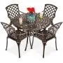 Best Choice Products 5-Piece All-Weather Outdoor Cast Aluminum Dining Set for Patio, Balcony, Lawn, Garden, Backyard w/ 4 Chairs, Umbrella Hole, Lattice Weave Design - Brown Best Choice Products 5-Piece All-Weather Outdoor Cast Aluminum Dining Set for Patio, Balcony, Lawn, Garden, Backyard w/ 4 Chairs, Umbrella Hole, Lattice Weave Design - Brown