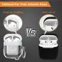 Lauzq Metal Airpods Case,Hard Case Cover Full Protective Skin Cover Shockproof Compatible Airpods 1&2 Charging Case(Not for Wireless Charging),Dual-Layer Silicone & Anti-Lost Keychain