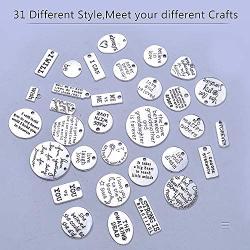 Jdesun 31 Pieces Inspiration Words Charms, Mixed Inspirational Message Charm Pendants for Crafting Necklace Bracelet