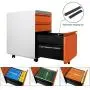 Dprodo 3 Drawers Mobile File Cabinet with Lock, Metal Filing Cabinet for Legal & Letter Size, Locking File Cabinet for Home & Office Full-Extension Drawers, Orange