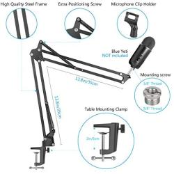 InnoGear Heavy Duty Microphone Stand with Mic Microphone Windscreen and Dual Layered Mic Pop Filter Suspension Boom Scissor Arm Stands for Blue Yeti,Blue Spark and Other Mic