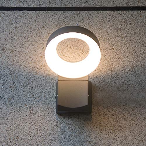 LUTEC Merdian 14.5W Wall Light Outdoor with Opal PC Diffuser, 3000K 1000LM Waterproof Outdoor Light and Grey Finish for Porch, Garage, Garden.