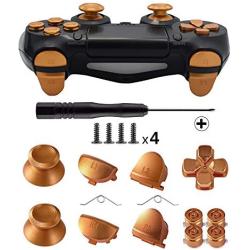 TOMSIN Metal Buttons for DualShock 4, Aluminum Metal Thumbsticks Analog Grip & Bullet Buttons & D-pad & L1 R1 L2 R2 Trigger for PS4 Controller Gen 1 (Gold)