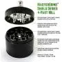 MasterGrind Mill 4 Piece Herb Grinder - Crank Handle Pollen Catcher - Large 2.5 Inch Black Aluminum MasterGrind Mill 4 Piece Herb Grinder - Crank Handle Pollen Catcher - Large 2.5 Inch Black Aluminum
