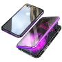 iPhone 7 Plus Case,iPhone 8 Plus Case,360° Full Body,Front and Back of Clear Touchable HD Tempered Glass,with Screen Protector Magnetic Adsorption Metal Frame Cover Ultra Thin Fit 7P/8P,Purple+Black