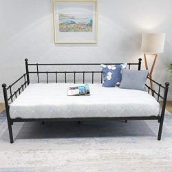 Metal Daybed Frame Twin Metal Slats Platform Base Box Spring Replacement Bed Sofa for Living Room Guest Room (Twin, Black)