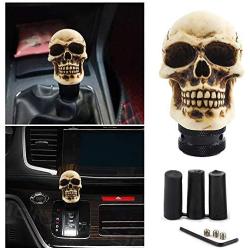 Jialuode Universal Skull Shifter Knob Car Shift Stick Handle Transmission Shifting Head Fit for SUV, Saloon car, Sedan, Truck and Van etc Bone Color