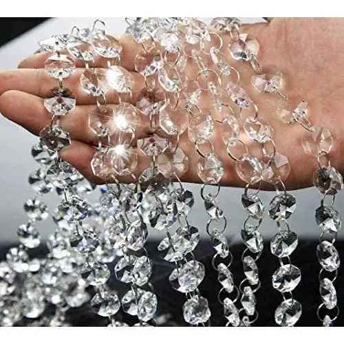 19.7 Feet Clear Crystal Beads Clear Chandelier Bead Lamp Chain for Christmas Wedding Party Tree Garlands Decoration, DIY Jewelry Making,and Other DIY Craft Projects