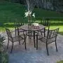 PHI VILLA Black Outdoor Patio Metal Steel Dining Arm Chairs Set of 2 for Garden,Backyard,Living Room