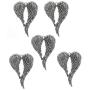 JGFinds Large Angel Wings Charm Pendants - 5 Pack of Silver Toned DIY Jewelry Making Supplies