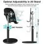 Swhatty Cell Phone Stand, Aluminum iPad Tablet Stand Holder for Desk, Angle Height Adjustable iPhone Stand, Compatible with iPhone iPad Pro, Air, Mini 4 3 2, Kindle, （4-12.9）-Black