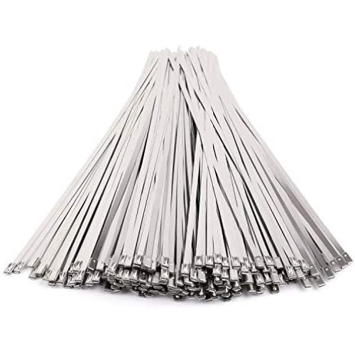Kingrol 200pcs Stainless Steel Self-Locking Cable Zip Ties, 11.8 Inch Metal Wire Ties