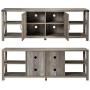 Amerlife 68'' TV Stand Wood Metal TV Console Industrial Entertainment Center Farmhouse with Storage Cabinets and Shelves for TVs Up to 78'', Rustic Gray Wash