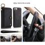 JAZ iPhone 8 Wallet Case / iPhone 7 Wallet Case - Multi-Function Wristlets Zipper Purse Detachable Magnetic 14 Card Slots Money Pocket Clutch Leather Wallet Case for Apple iPhone 8 / 7 / 6S / 6 Black