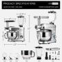 VIVOHOME 3 in 1 Electric 650W Multi-functional 6-Speed Tilt-Head Kitchen Stand Mixer Meat Grinder Juice Blender with 6 Quart Stainless Steel Bowl Silver ETL Listed