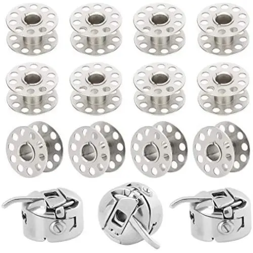 PAGOW 12 PCS Metal Sewing Machine Bobbins & 3 PCS Stainless Steel Stitch Thread Bobbin Holder Case for Brother Janome Singer Kenmore Front Loading Class 15 Machines Home Embroidery (Home Use) PAGOW 12 PCS Metal Sewing Machine Bobbins & 3 PCS Stainless Steel Stitch Thread Bobbin Holder Case for Brother Janome Singer Kenmore Front Loading Class 15 Machines Home Embroidery (Home Use)