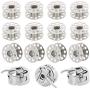 PAGOW 12 PCS Metal Sewing Machine Bobbins & 3 PCS Stainless Steel Stitch Thread Bobbin Holder Case for Brother Janome Singer Kenmore Front Loading Class 15 Machines Home Embroidery (Home Use)