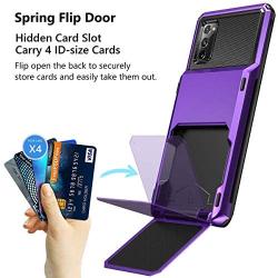 Vofolen for Galaxy Note 20 Case 5G Wallet 4-Card Flip Cover Credit Card Holder ID Slot Back Hidden Pocket Dual Layer Protective Hybrid Hard Shell TPU Bumper Armor for Samsung Note 20 6.7 Purple