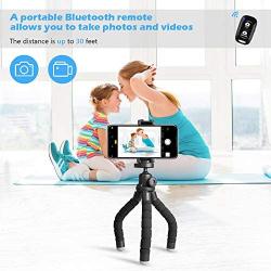 UBeesize Phone Tripod, Portable and Flexible Tripod with Wireless Remote and Universal Clip, Compatible with All Cell Phones/ Cameras, Cell Phone Tripod Stand for Video Recording(Black