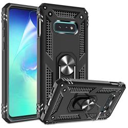 Galaxy S10E Case with HD Screen Protector, Gritup Military Grade 15ft. Drop Tested Cover with Magnetic Ring Kickstand Compatible with Car Mount Holder, Phone Case for Samsung Galaxy S10E Black