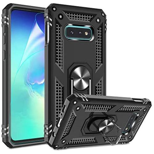 Galaxy S10E Case with HD Screen Protector, Gritup Military Grade 15ft. Drop Tested Cover with Magnetic Ring Kickstand Compatible with Car Mount Holder, Phone Case for Samsung Galaxy S10E Black