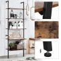 MELLCOM 5 Tier Industrial Ladder Shelf, Wood Modern Bookshelf with Metal Frame,Wall-Mounted Bookcase Plant Flower Storage Stand Organizer for Living Room, Bathroom, Kitchen,Balcony