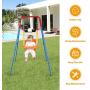 HONEY JOY Toddler Swing Set, Heavy Duty Metal A-Frame Swing Stand & High Back Baby Swing Seat with Safety Harness & Handrails, Indoor Outdoor Hanging Swing Set for Kids Boys Girls