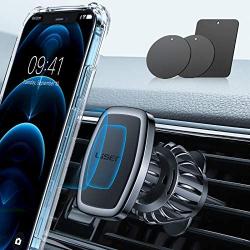 LISEN Car Phone Holder Mount, [Upgraded Clip] Magnetic Phone Car Mount [6 Strong Magnets] Cell Phone Holder for Car [Case Friendly] iPhone Car Holder Compatible with 4-6.7 inch Smartphones & Tablets