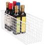 mDesign Narrow Farmhouse Decor Metal Wire Food Storage Organizer Bin Basket with Handles for Kitchen Cabinets, Pantry, Bathroom, Laundry Room, Closets, Garage - 16'' x 6'' x 6'' - 2 Pack - Matte White