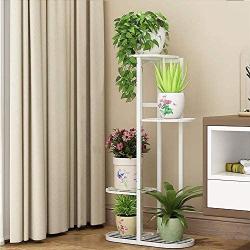 Metal 4 Tier 5 Potted Plant Stand Multiple Flower Pot Holder Shelves Planter Rack Storage Organizer Display for Indoor Garden Balcony, Overall Size: 33×17.5 Inch