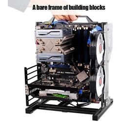 Tangxi M-ATX ATX ITX Motherboard Chassis DIY Set, Computer Aluminum Open Air Frame Chassis Case, DIY Chassis Bracket Open Chassis ATX Vertical Chassis Rack Metal Frame Heat Dissipation (Black)